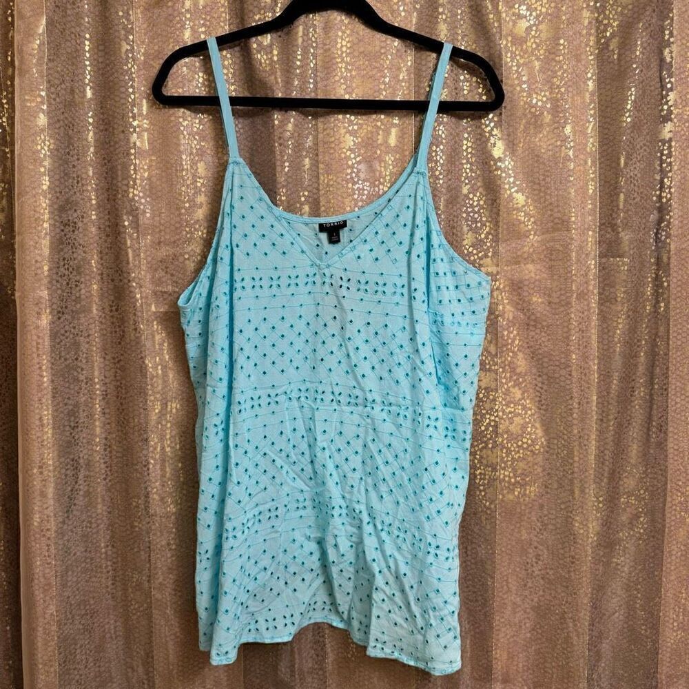 Torrid Light Blue Sophie Eyelet Swing Cami Tank Top NWT Size 1 1X 14/16